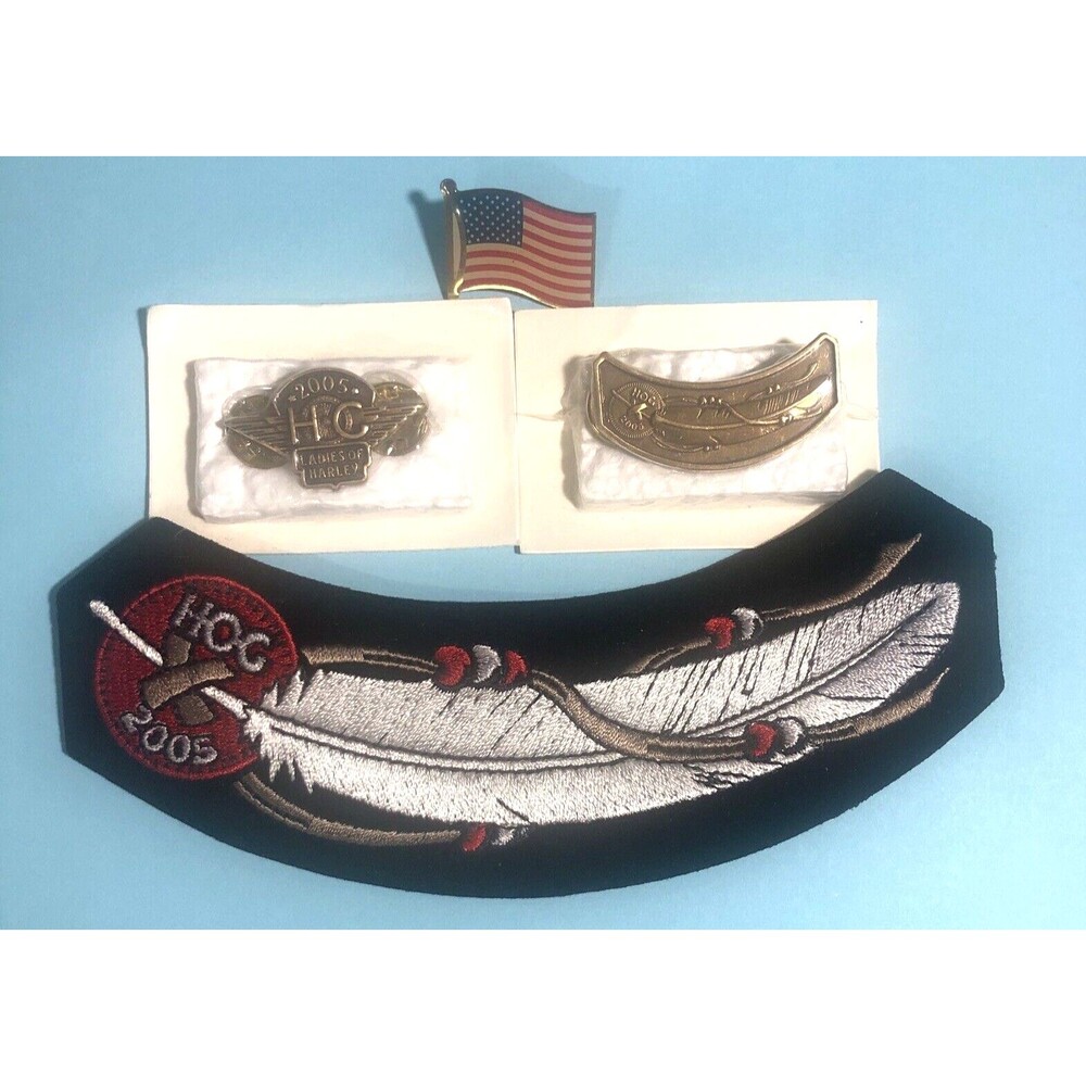 2005 HOG  Harley Davidson Owners Group Patch & Pin, Ladies of Harley & USA pins